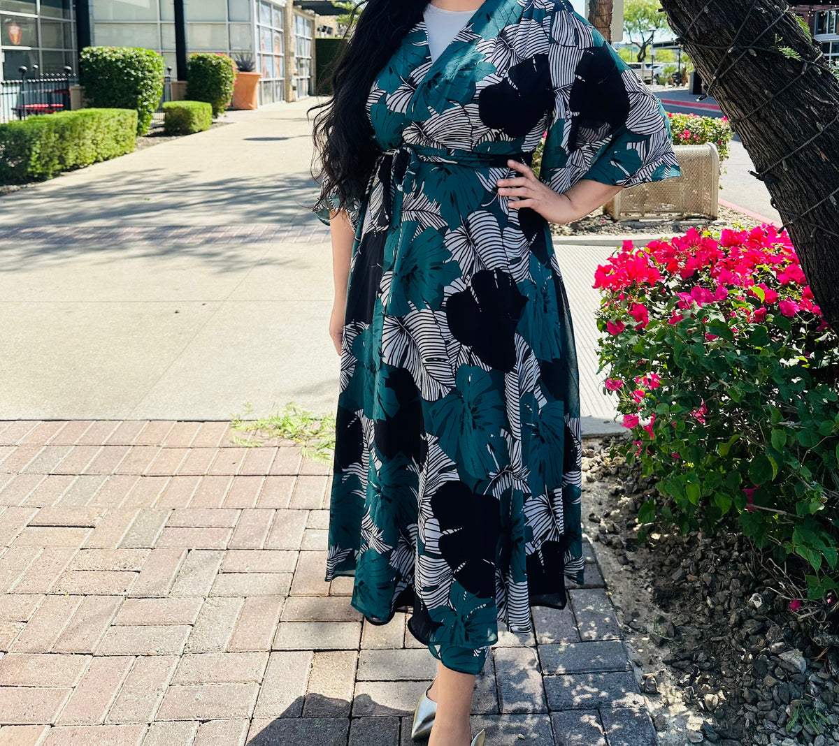 Neriah Black Green Warp Summer Dress – Unique modest clothing
