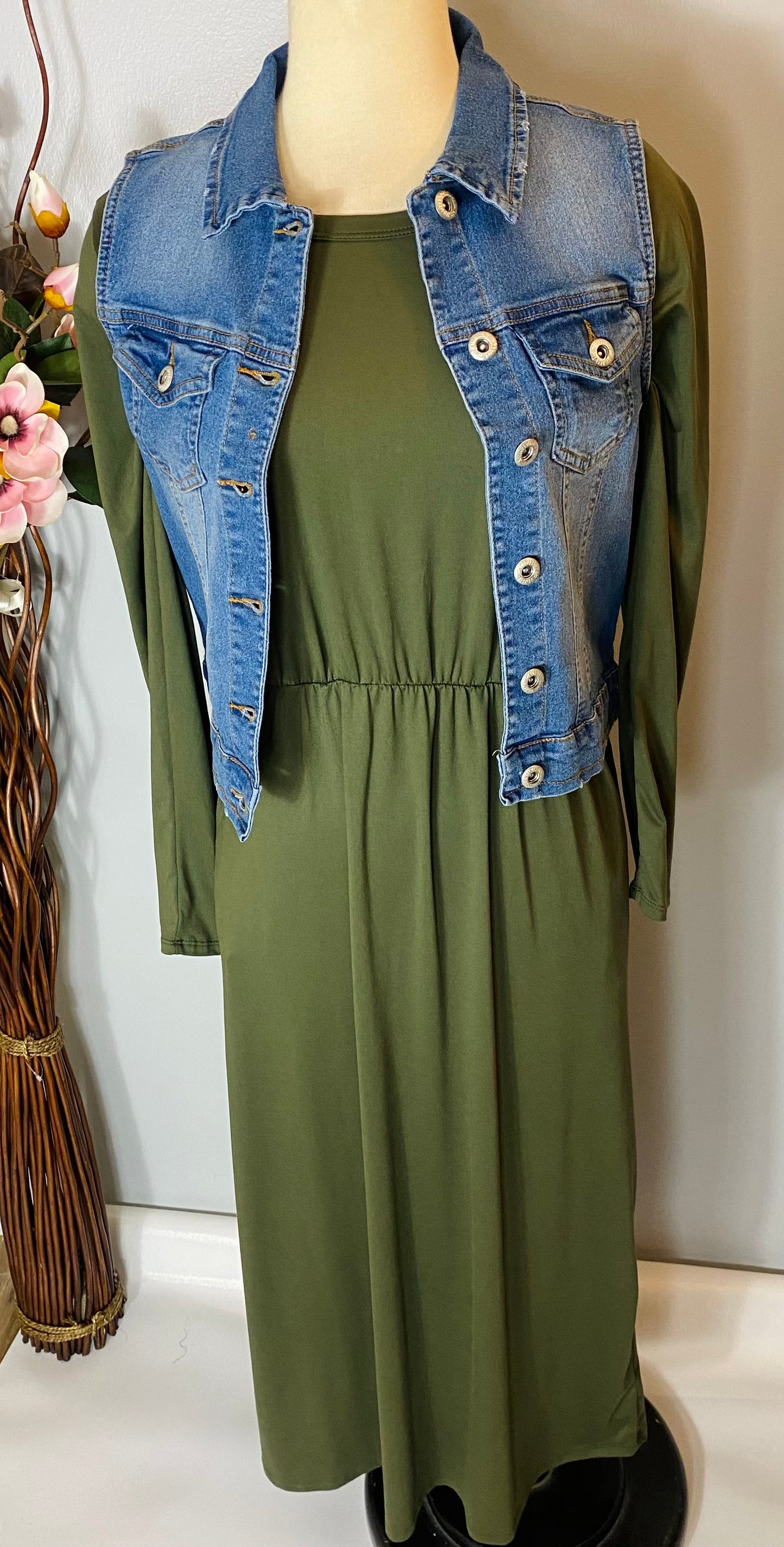 Bren Dark Olive Maxi Dress