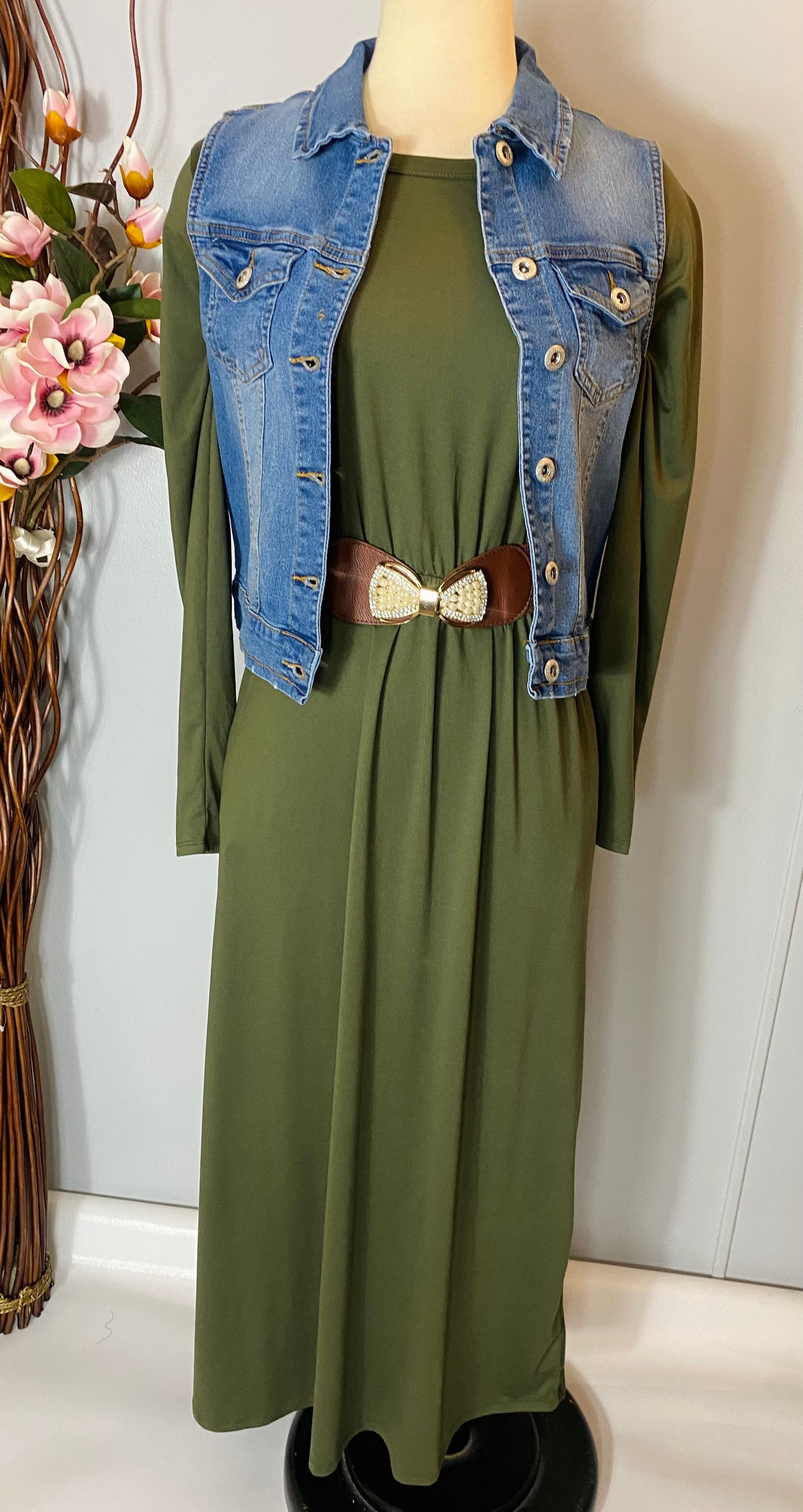 Bren Dark Olive Maxi Dress