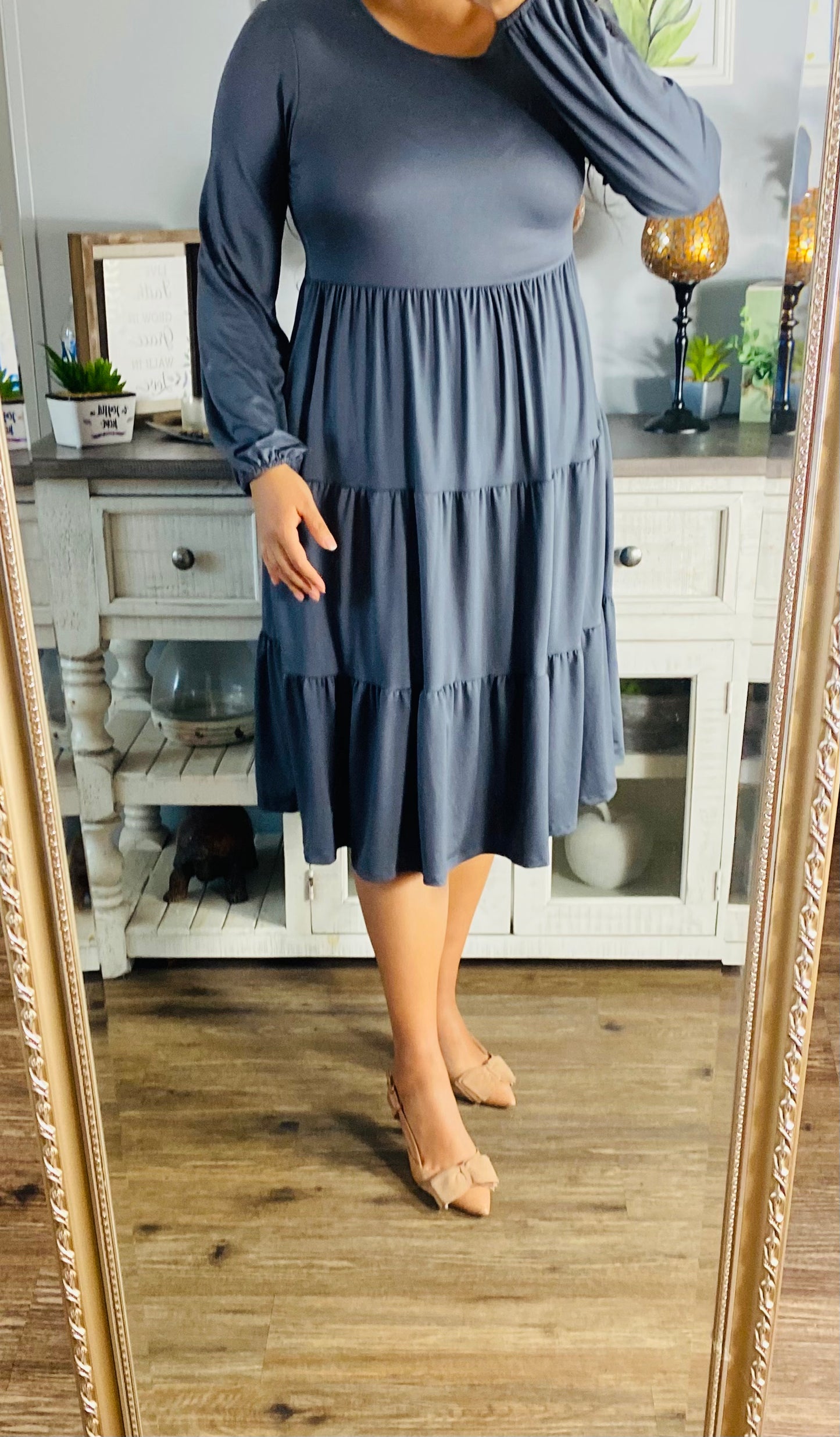 Ash Grey Tiered Dress