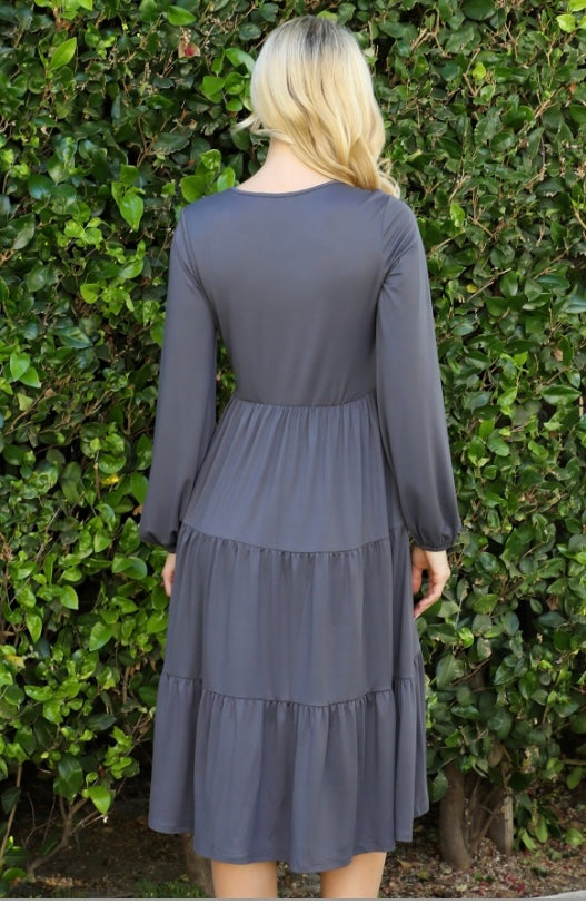 Ash Grey Tiered Dress