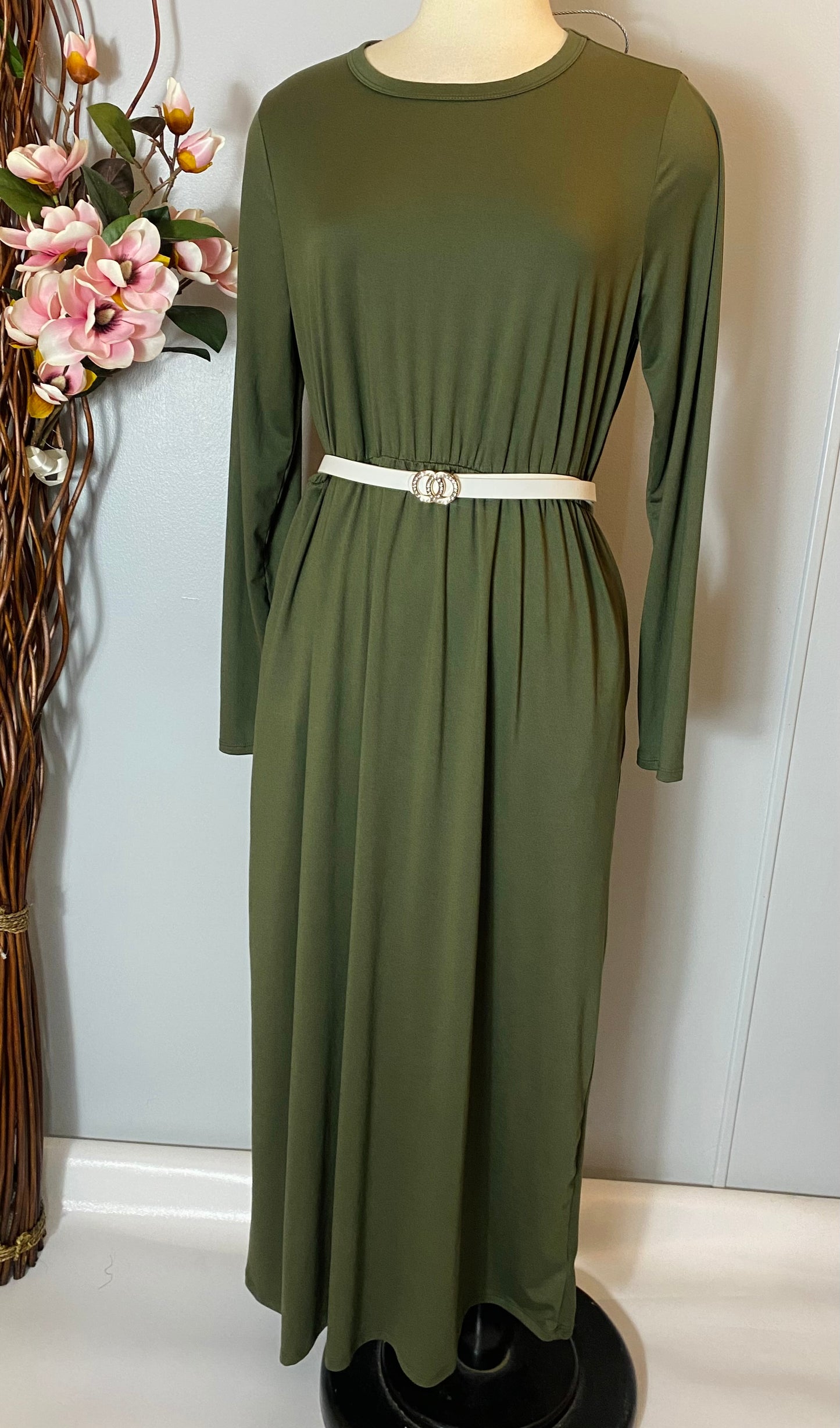 Bren Dark Olive Maxi Dress