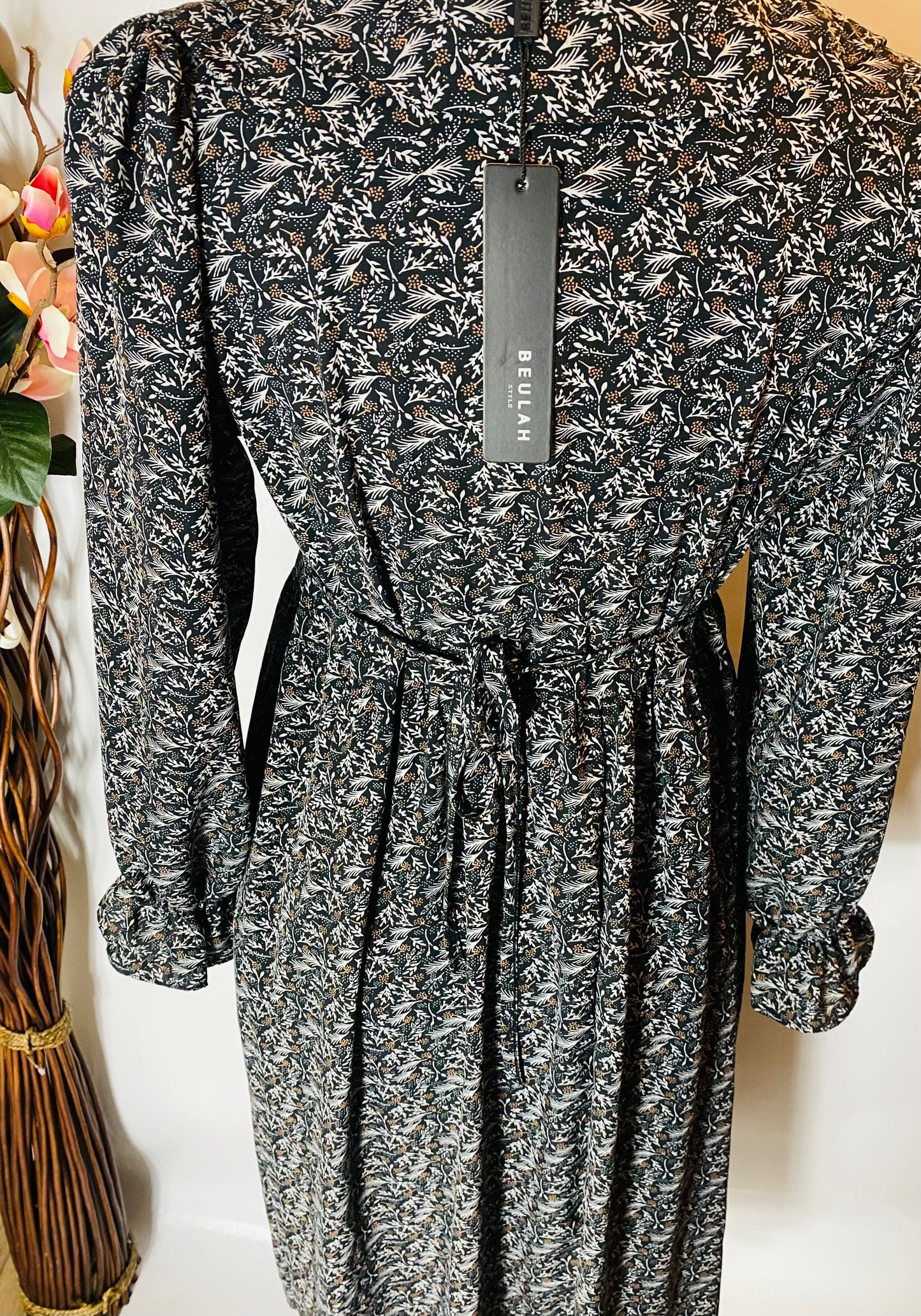 Viviana Black Floral Midi Dress
