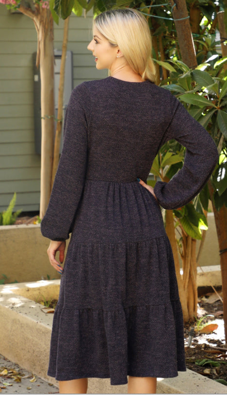 Samantha Charcoal Tiered Dress
