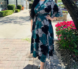 Neriah Black Green Warp Summer Dress