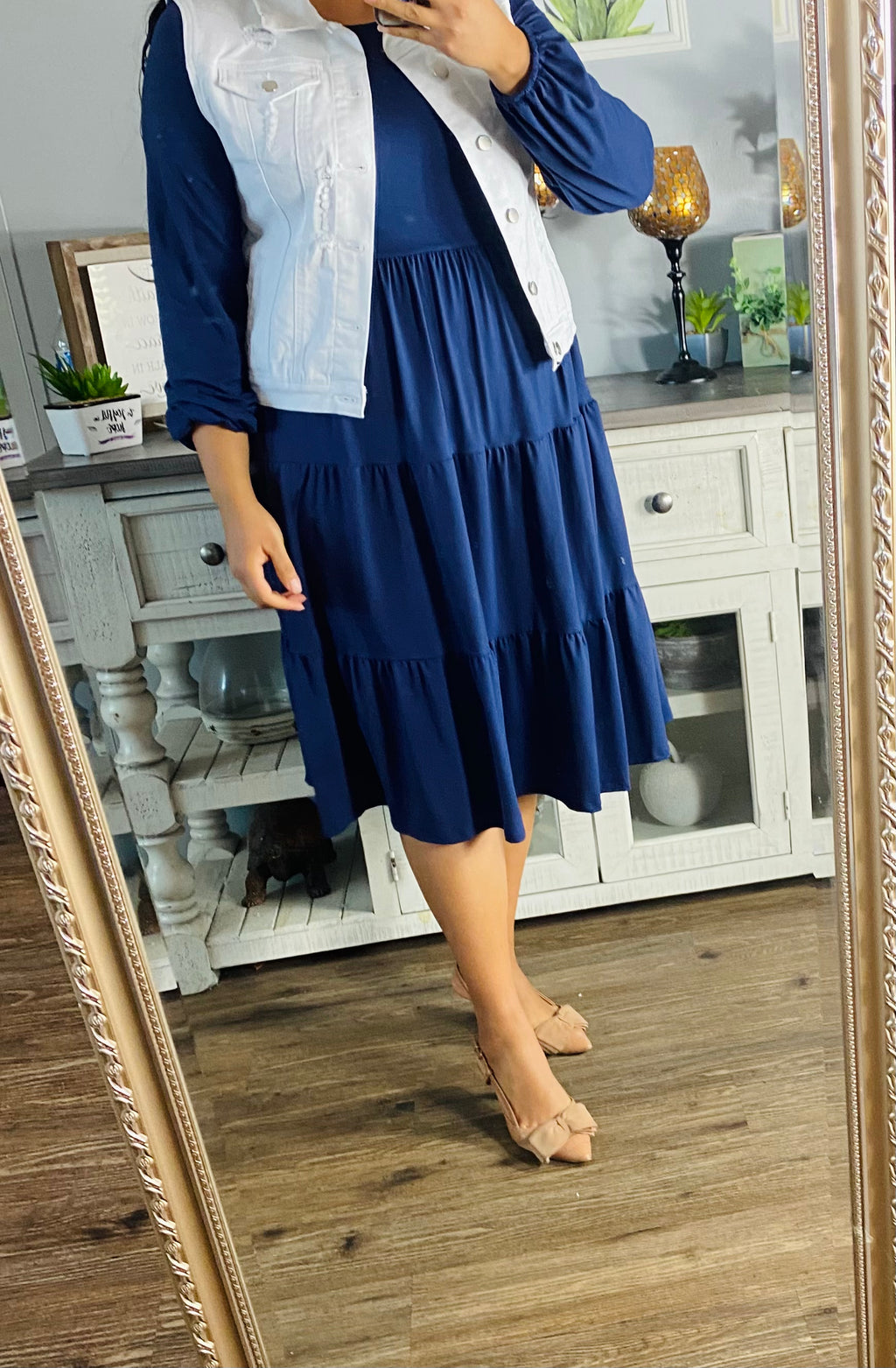 Navy Blue Tiered Dress