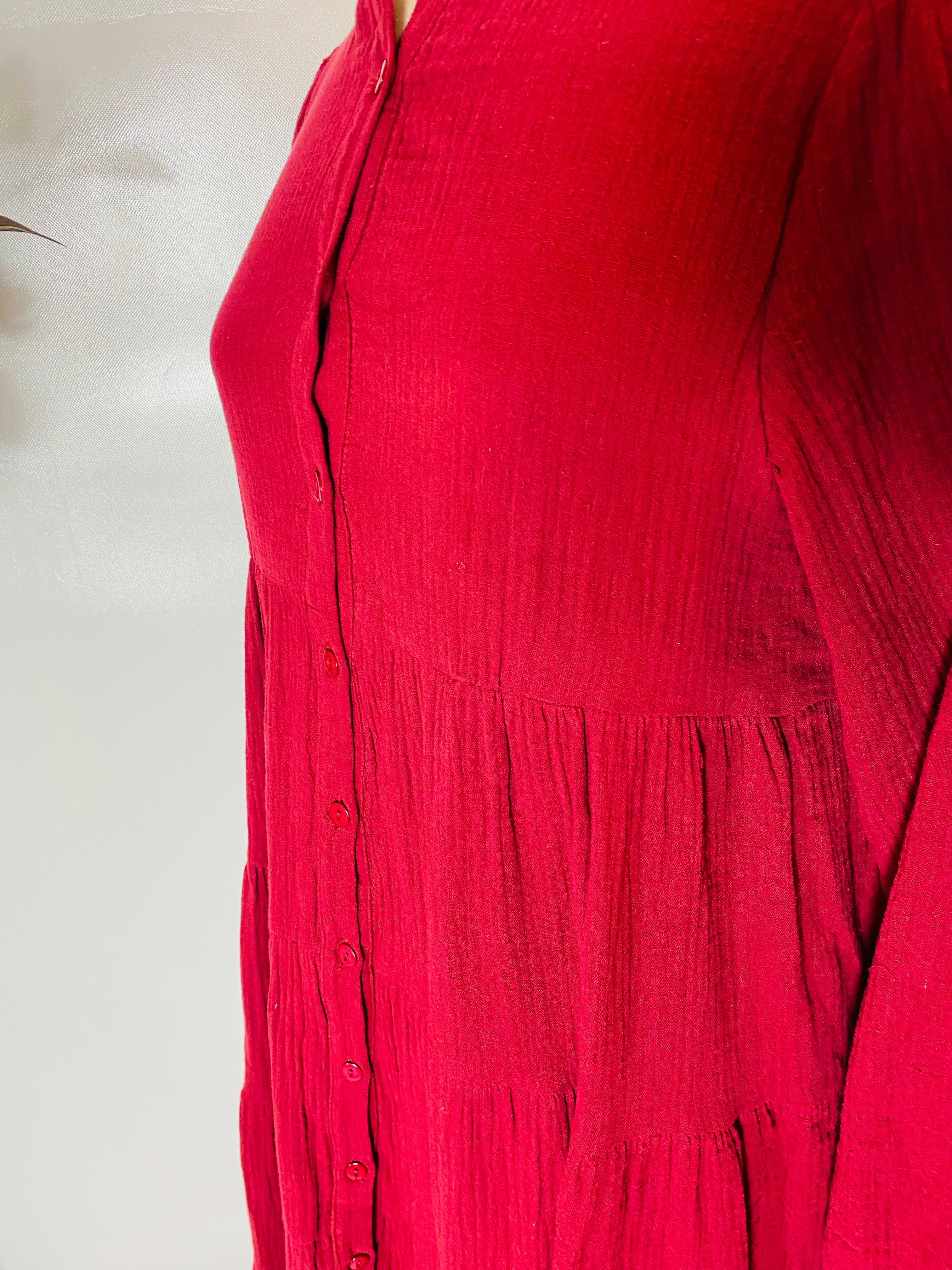 Samaira Wine Tiered Maxi Dress