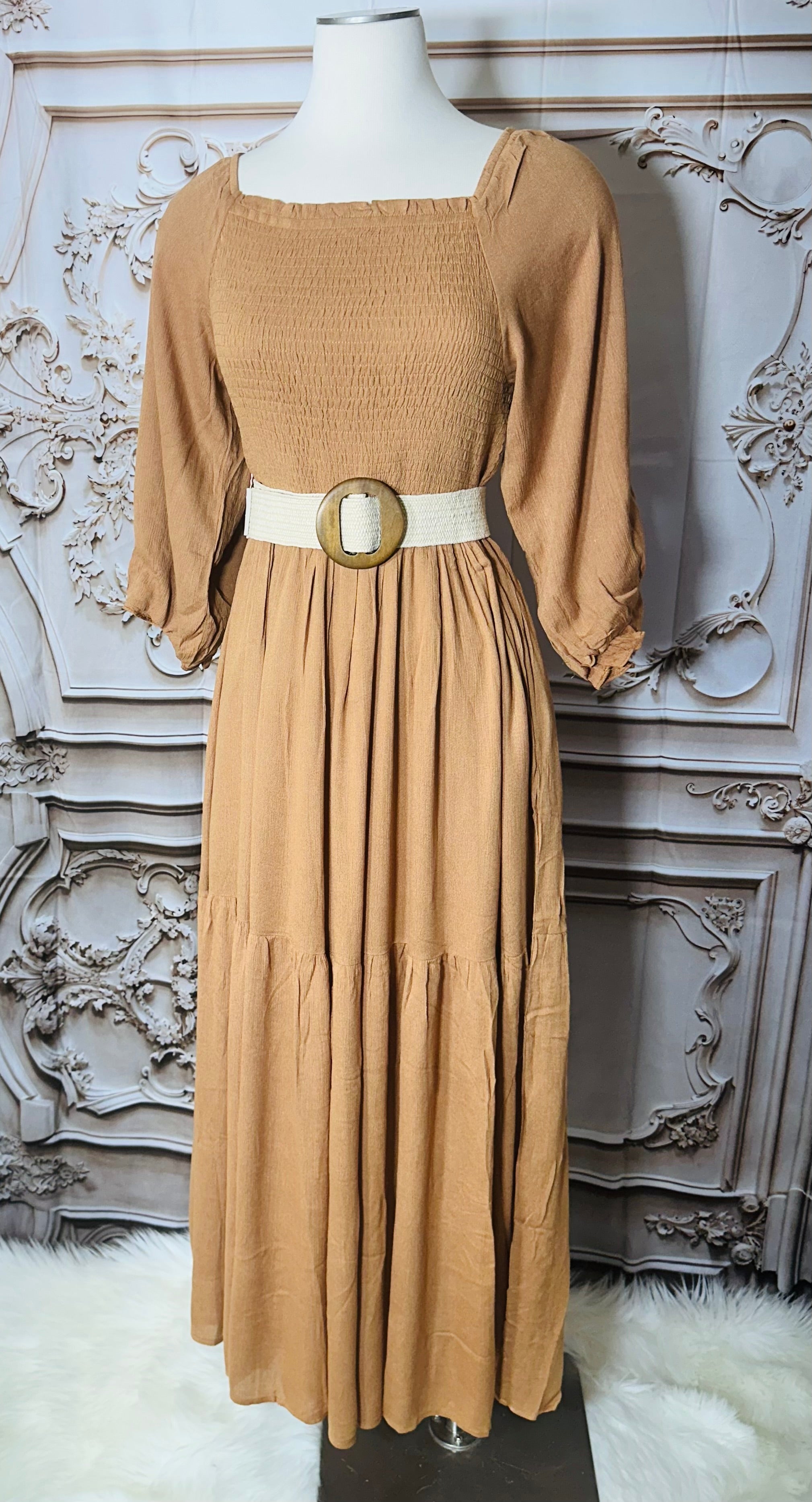 Iris Camel Maxi Dress
