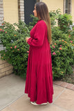 Samaira Wine Tiered Maxi Dress
