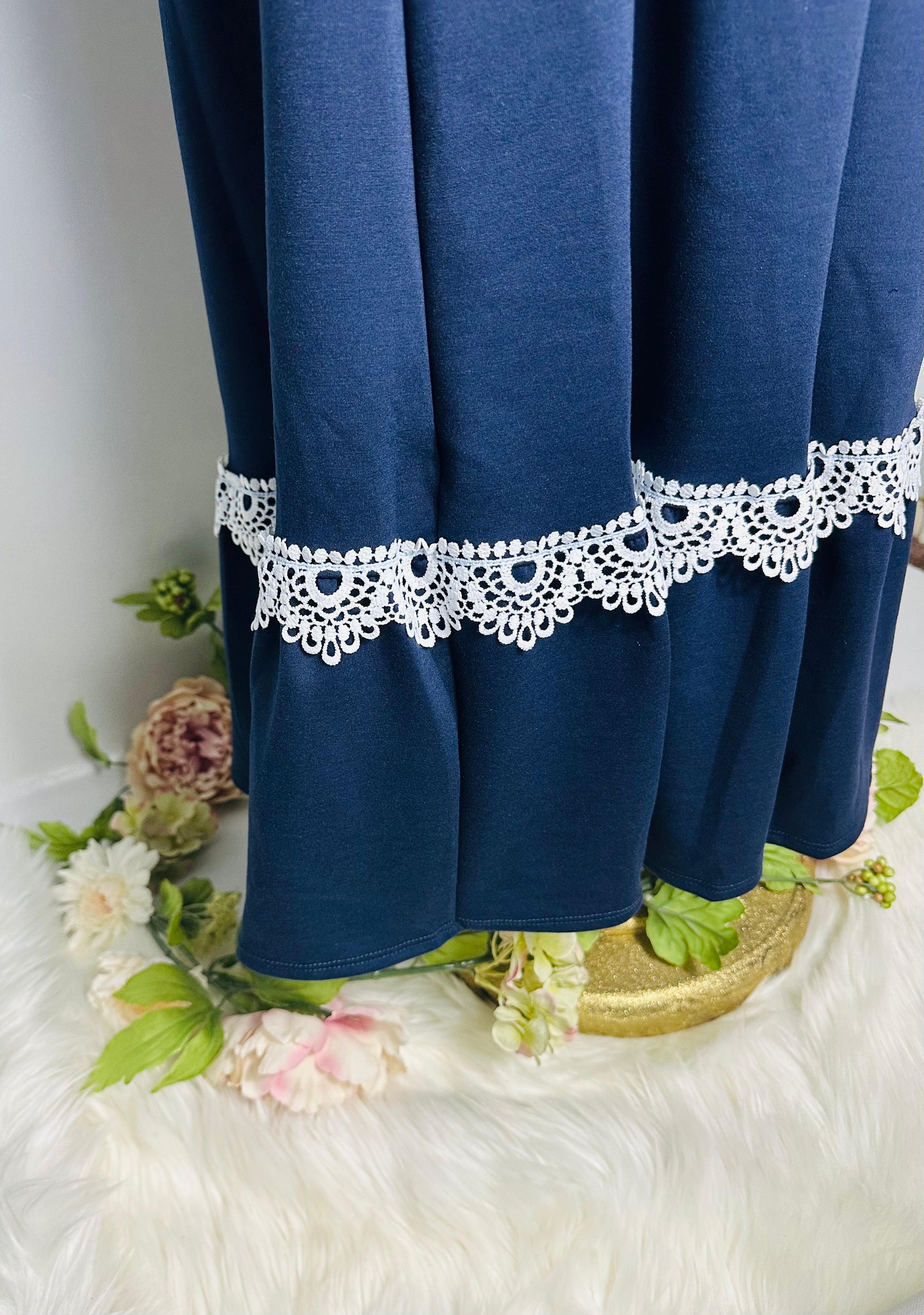Navy Blue Crochet Dress