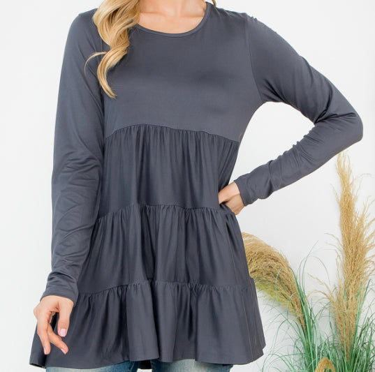 Ash Grey Tiered Top