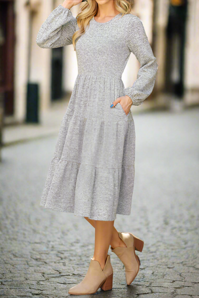 Heather Grey Tiered Dress Unique modest clothing Heather Grey Tiered Dress Unique modest clothing