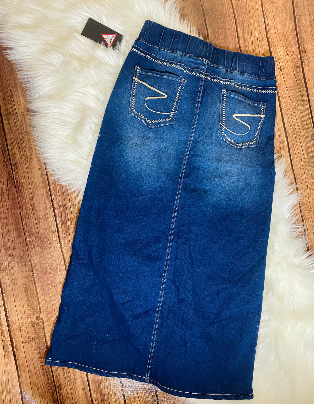 Embroidery Maxi Denim Skirt