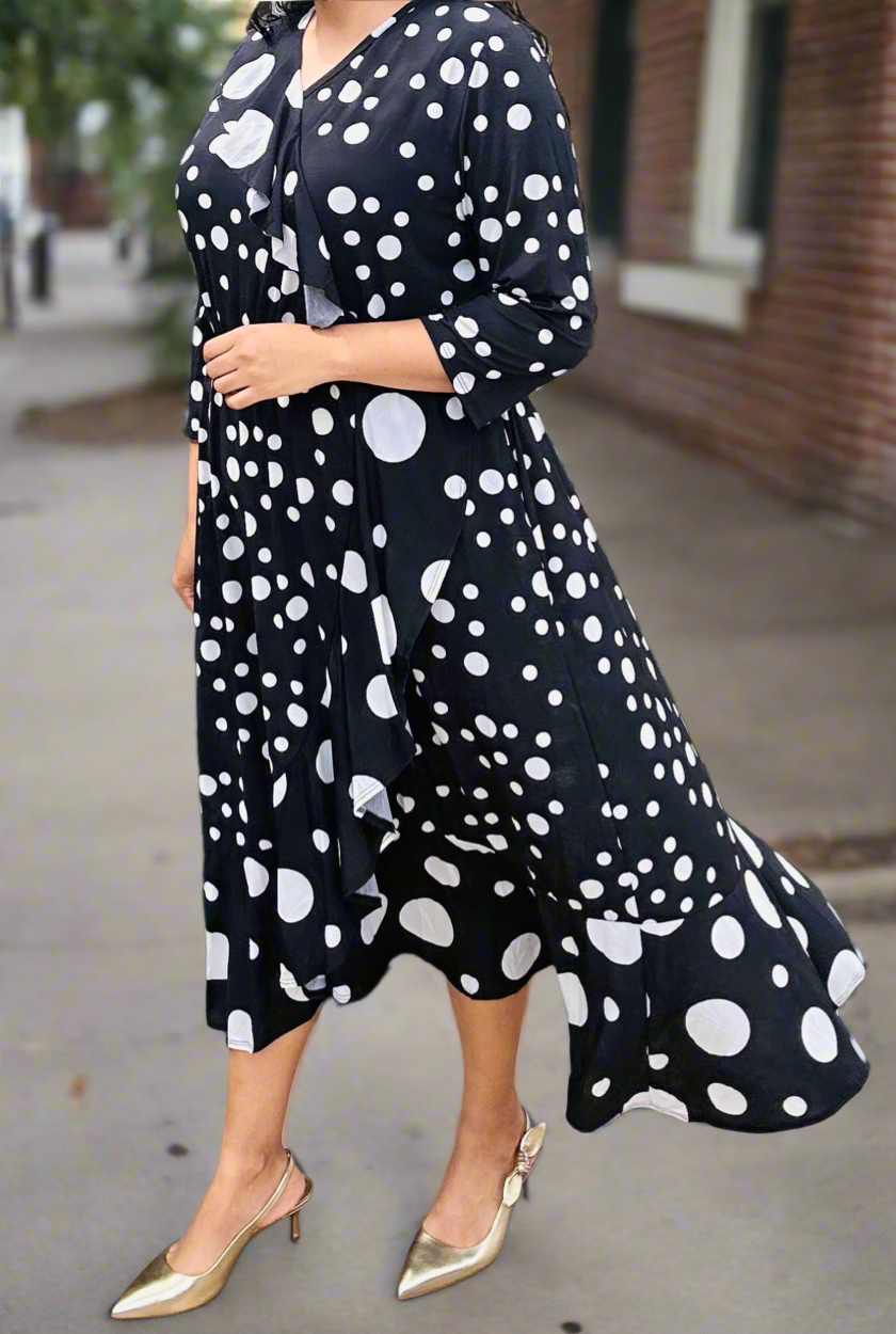 Evelyn Black Polka Dots Dress