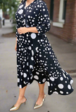 Evelyn Black Polka Dots Plus Dress