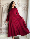 Samaira Wine Tiered Maxi Dress