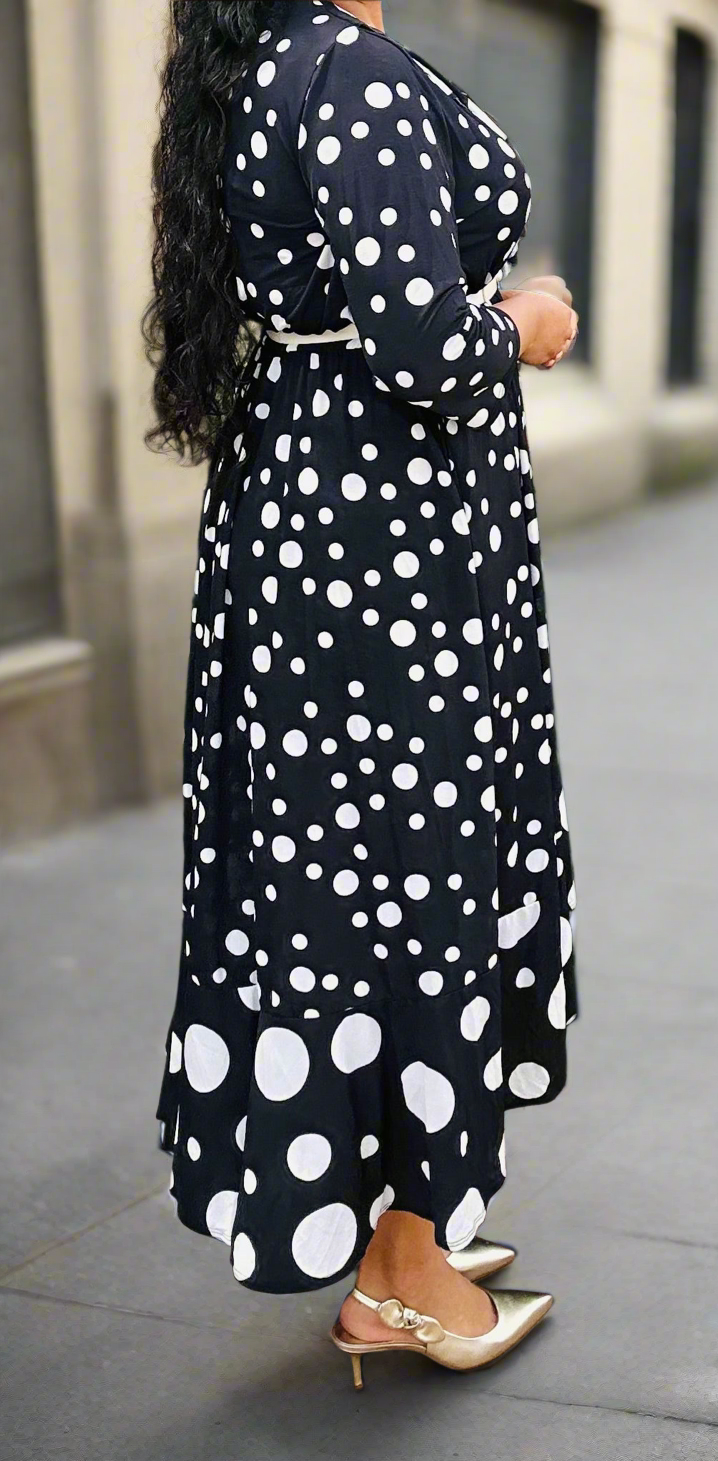 Evelyn Black Polka Dots Dress