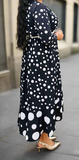 Evelyn Black Polka Dots Plus Dress