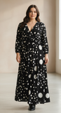 Evelyn Black Polka Dots Plus Dress
