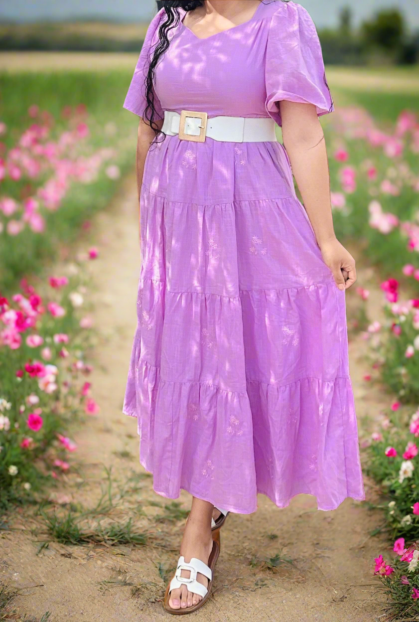 Purple embroidery maxi dress