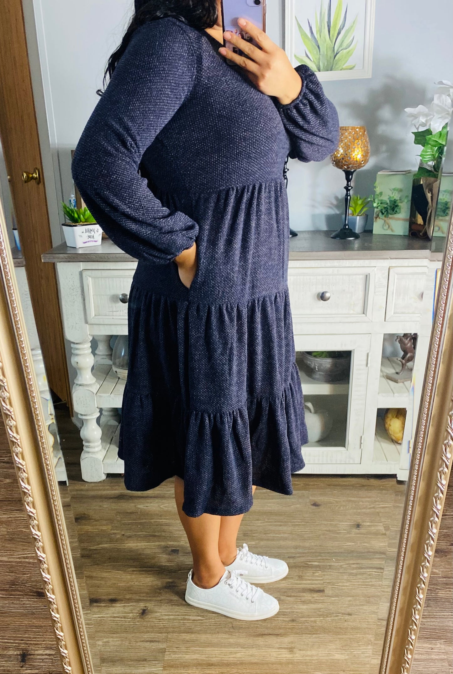 Samantha Charcoal Tiered Dress