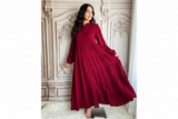 Samaira Wine Tiered Maxi Dress