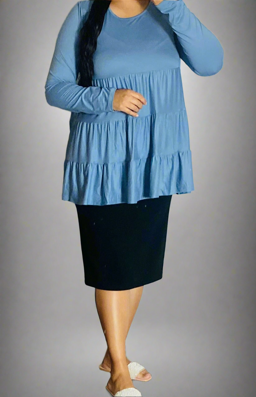 Dusty Blue Tiered Top