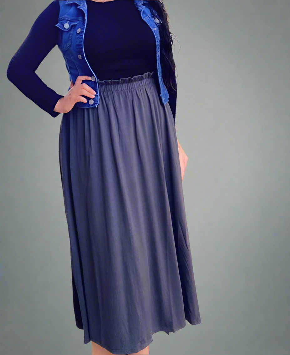 Ash Grey Paperbag elastic Skirt