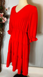 Belinda Red Tiered Dress