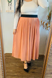 Cream Pleated Maxi Skirt
