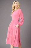 Vianey Pink Tiered Dress