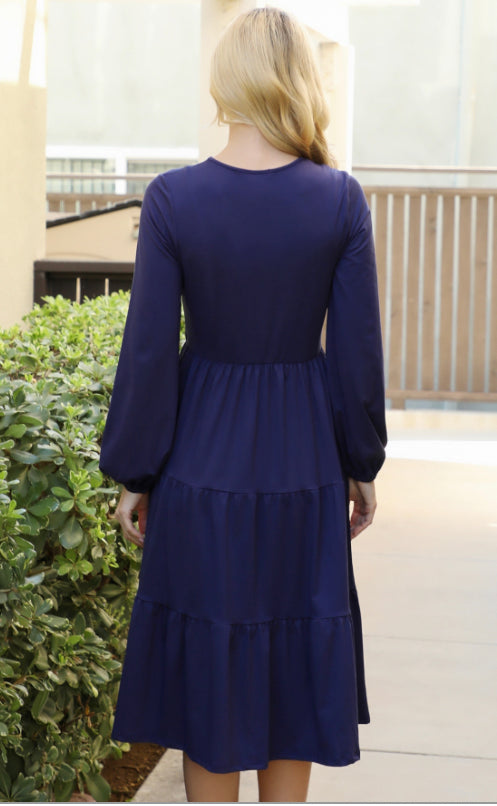 Navy Blue Tiered Dress