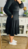 Monica Black Tiered Dress