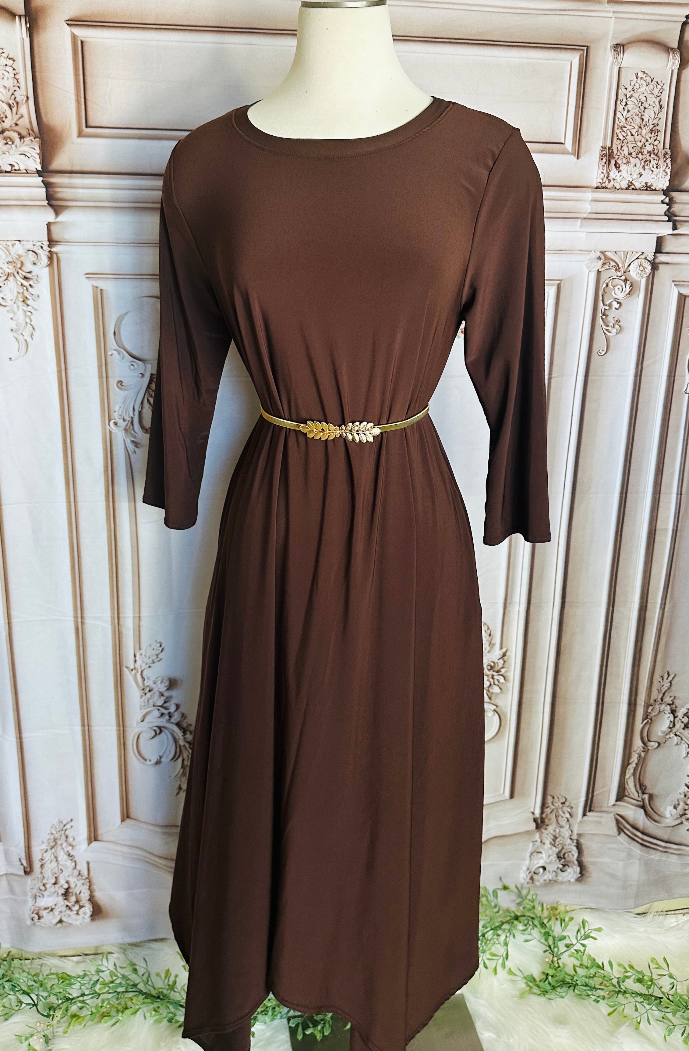 Brown High Low Maxi Dress