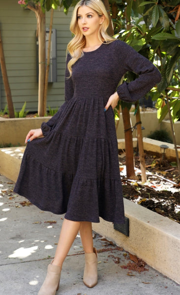 Samantha Charcoal Tiered Dress