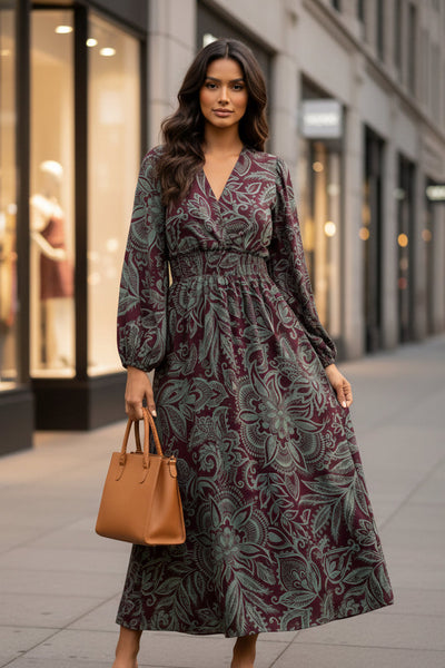 Ellison Burgundy Surplice Summer Dress Ellison Burgundy Surplice Summer Dress