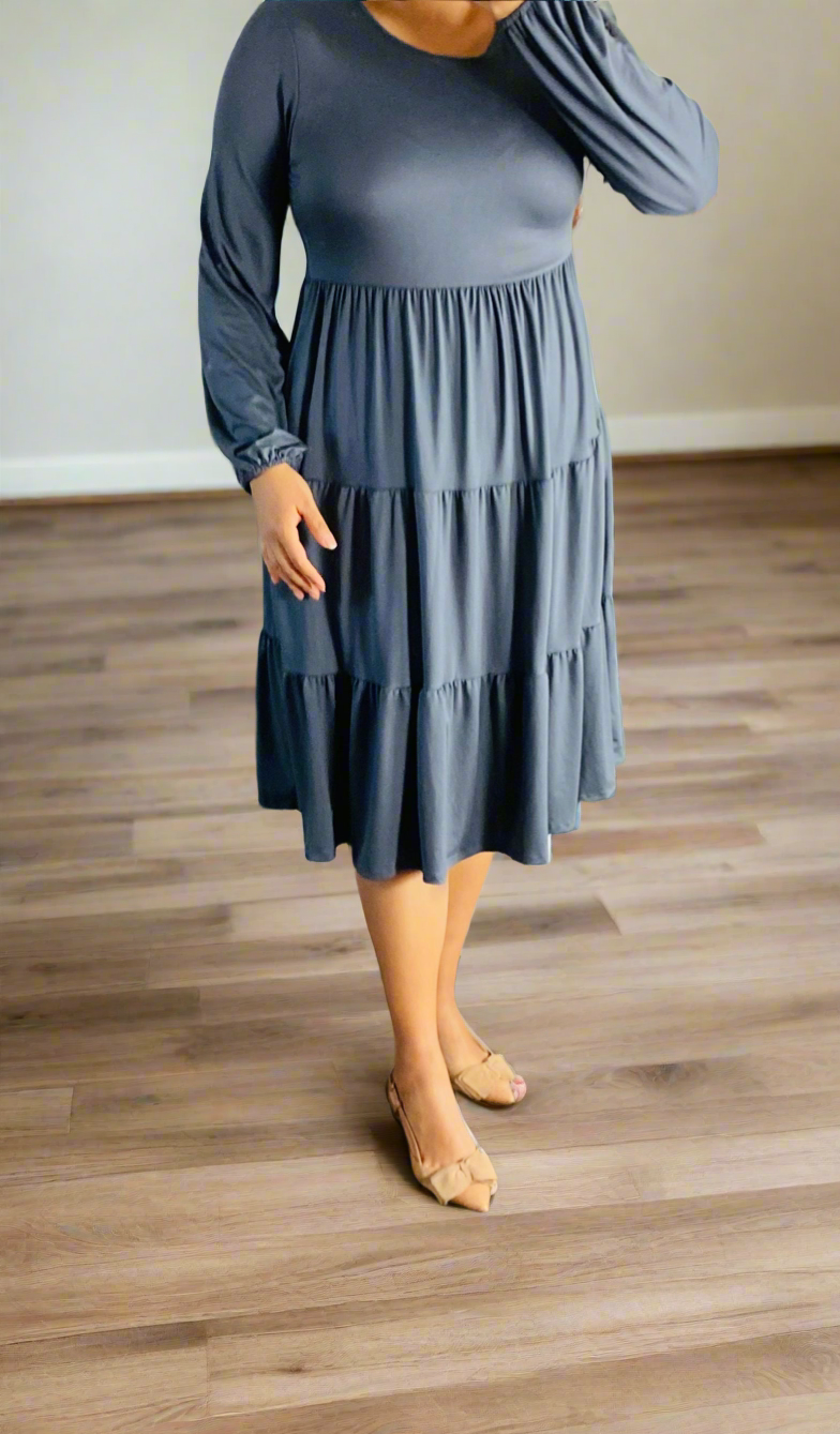 Ash Grey Tiered Dress