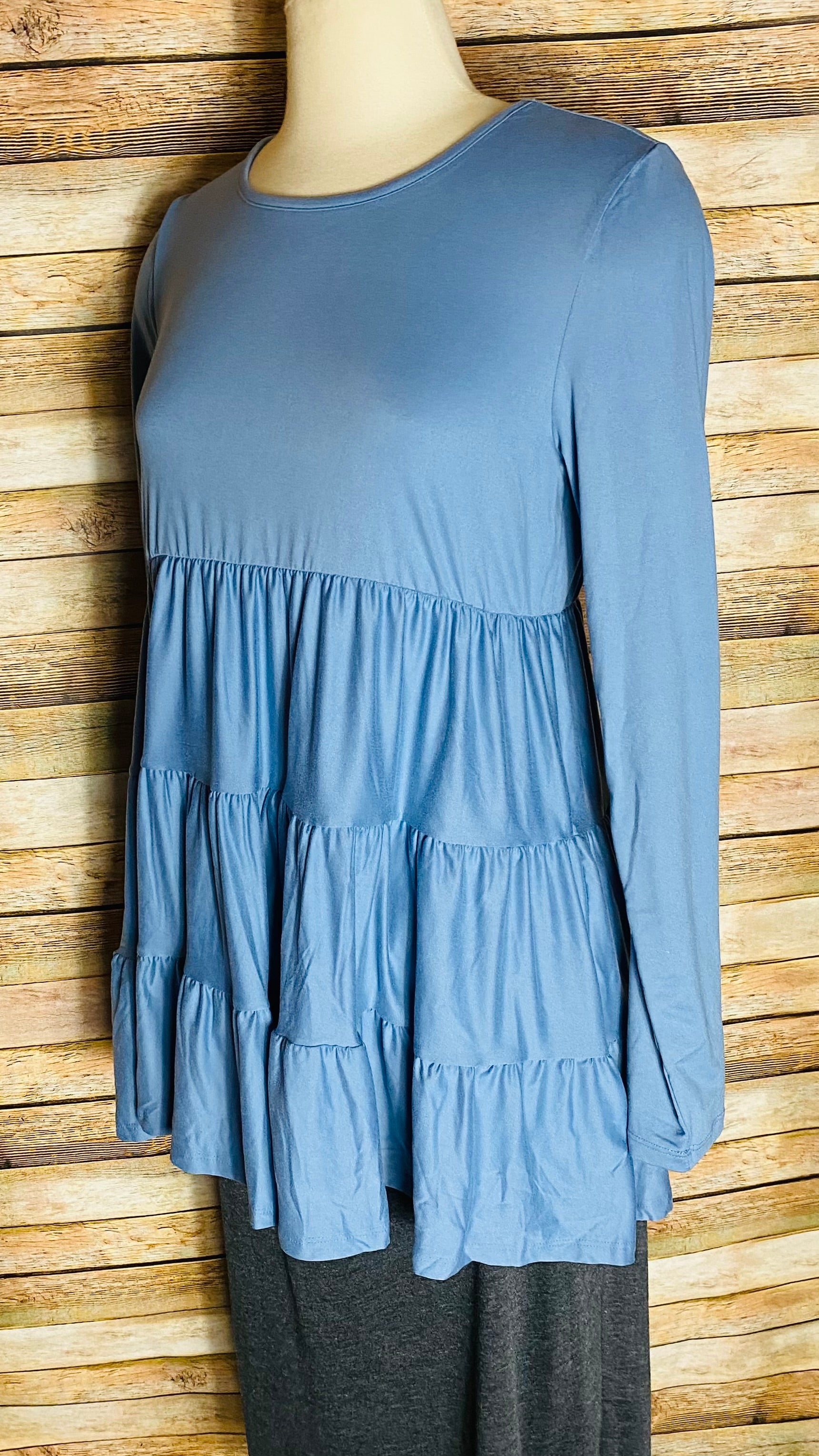 Dusty Blue Tiered Top