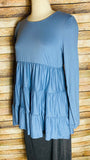 Dusty Blue Tiered Top