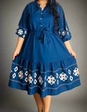 Sarahi Embroidery Denim Dress