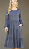 Ash Grey Tiered Dress