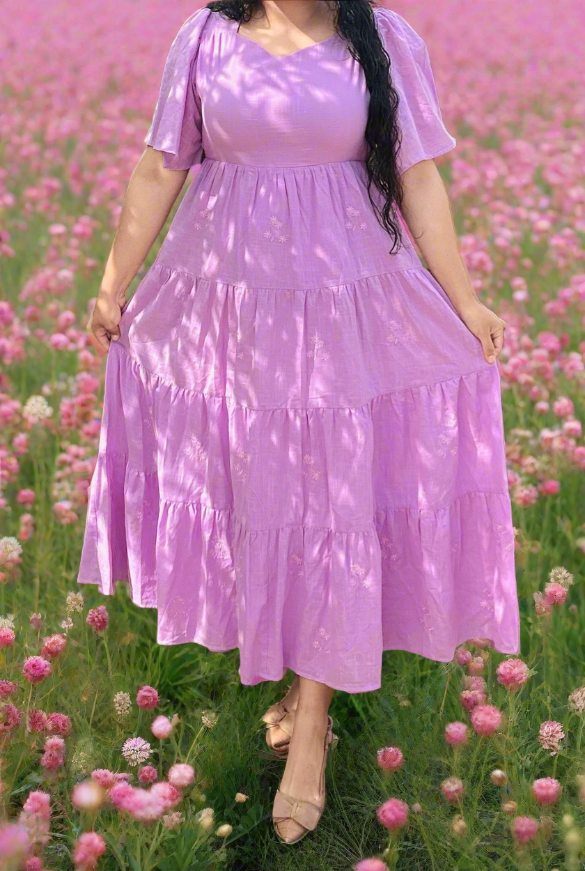 Purple embroidery maxi dress