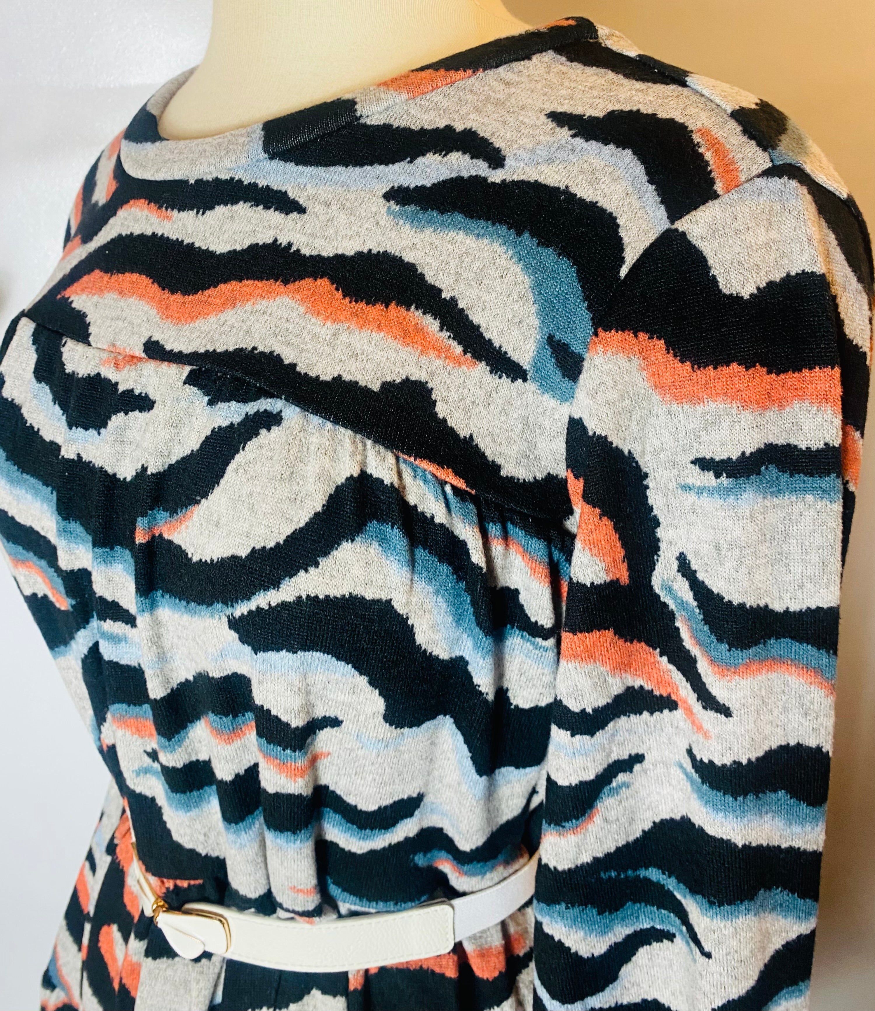 Alison Black - Blue- Peach Animal Print Tunic Top