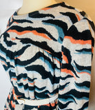 Alison Black - Blue- Peach Animal Print Tunic Top