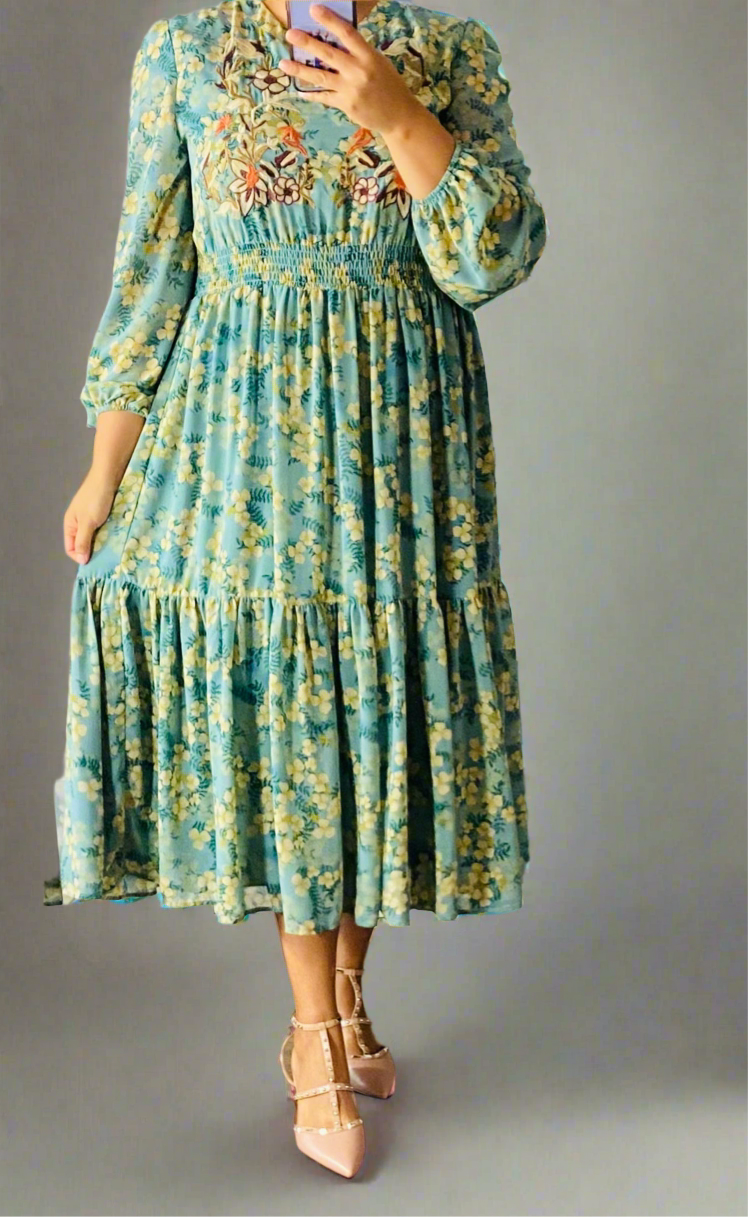 Janet Embroidery Maxi Dress