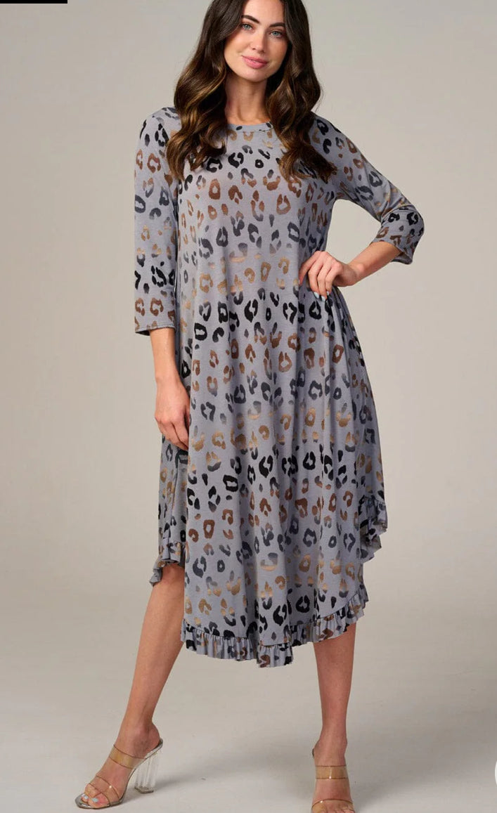 Charcoal Leopard Dress