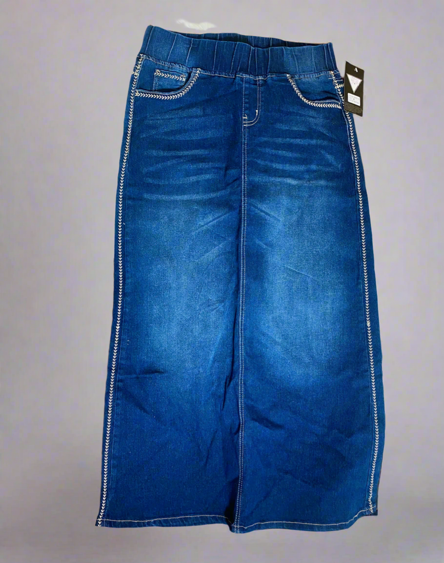 Embroidery Maxi Denim Skirt