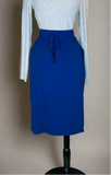 Midi Blue Drawstring Skirt