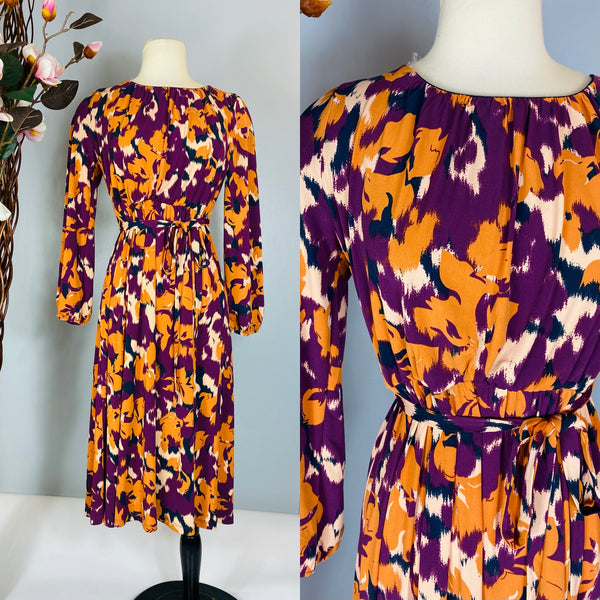 Plum & Orange Flora Midi Dress