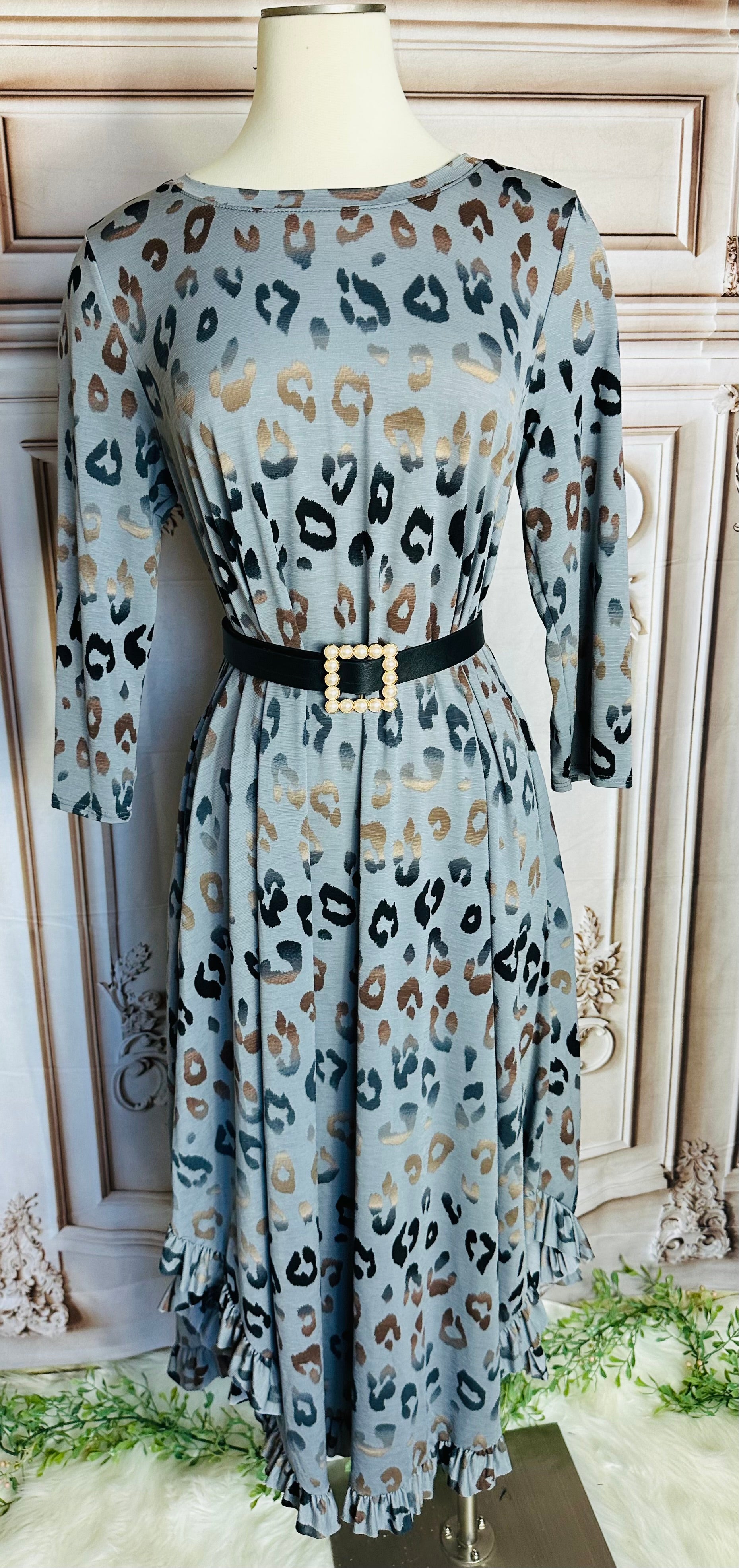 Charcoal Leopard Dress